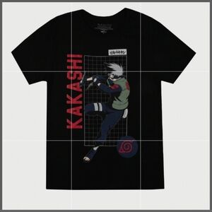 NARUTO KAKASHI BLACK GRAPHIC TSHIRT L
